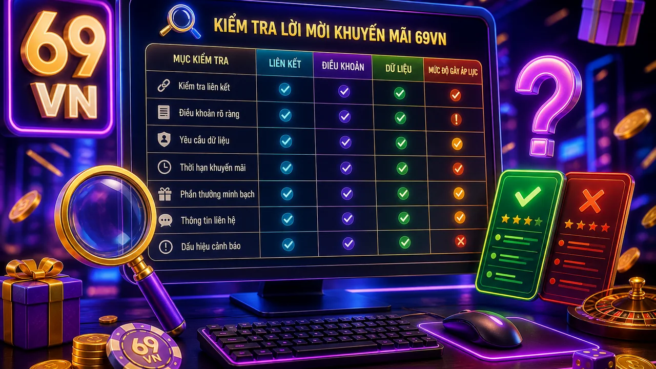 Checklist kiểm chứng lời mời khuyến mãi 69vn trước khi nhấp